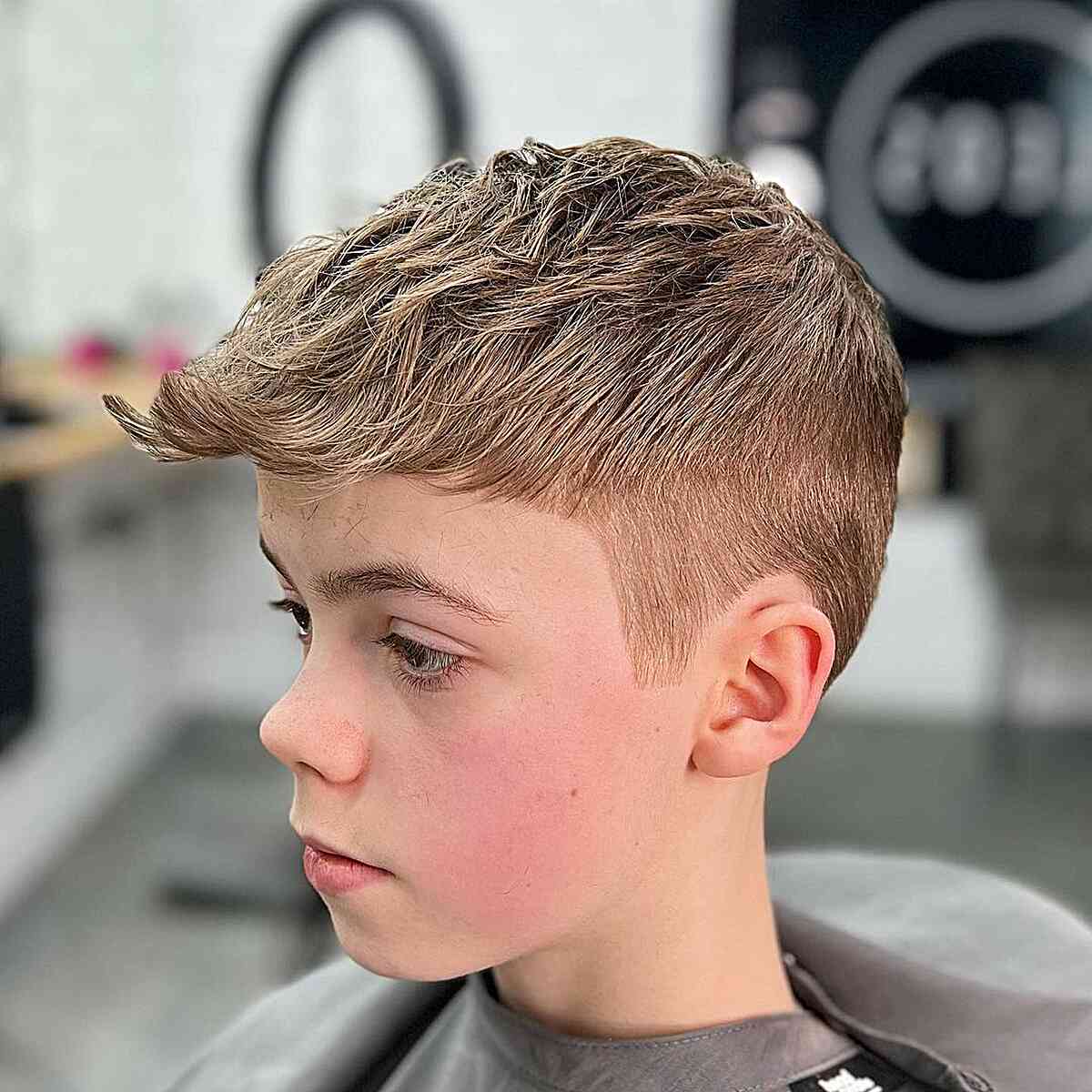 Long and Flipped Up Front for Little boys hairstyle