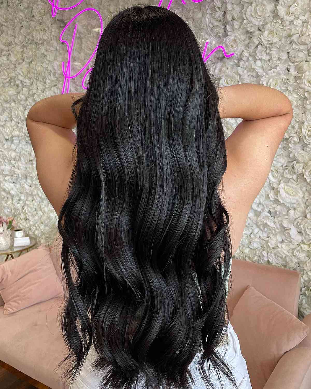 Long and Shiny Black Thick Hair