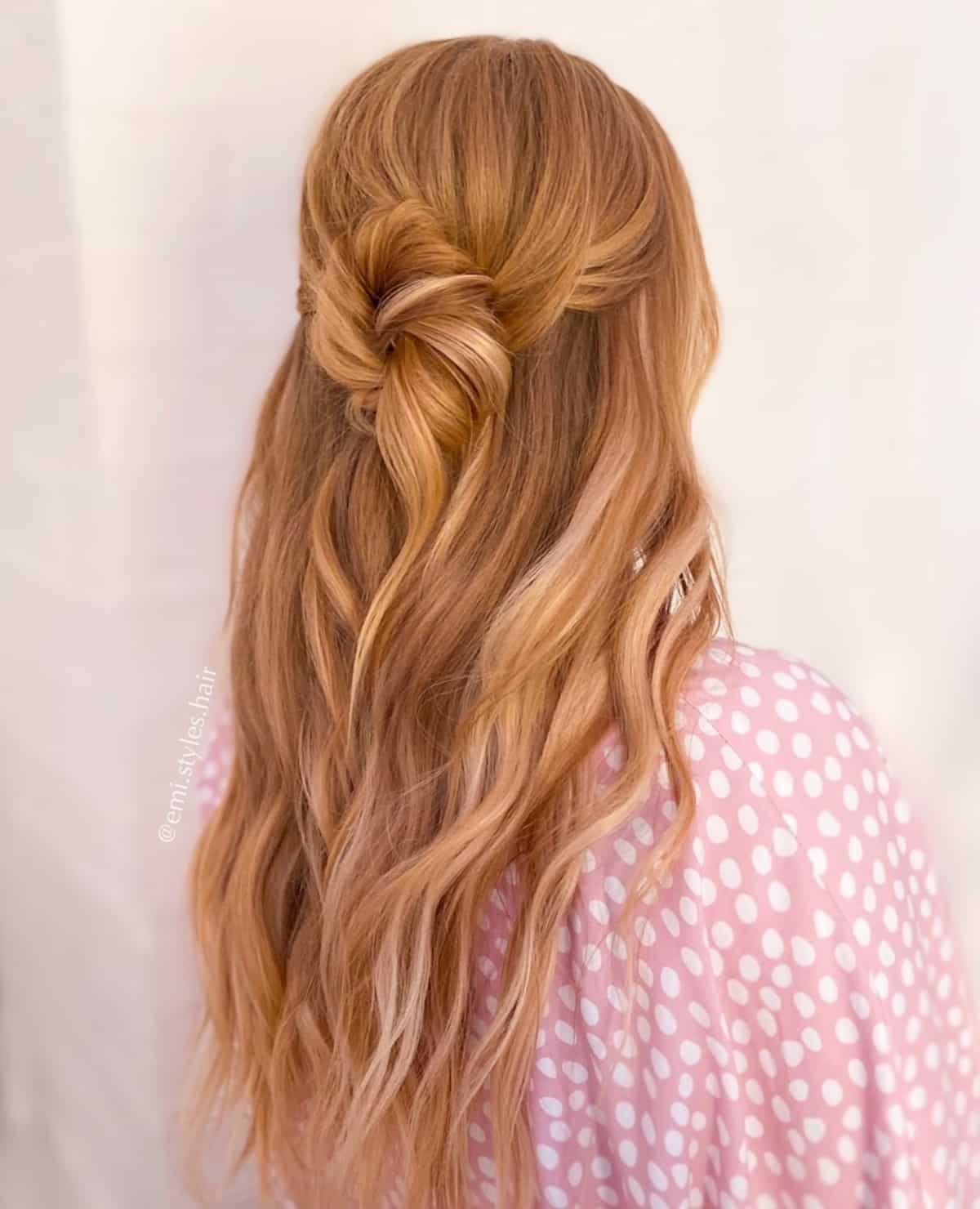 Long and Simple Half-Up, Half-Down Hairstyle