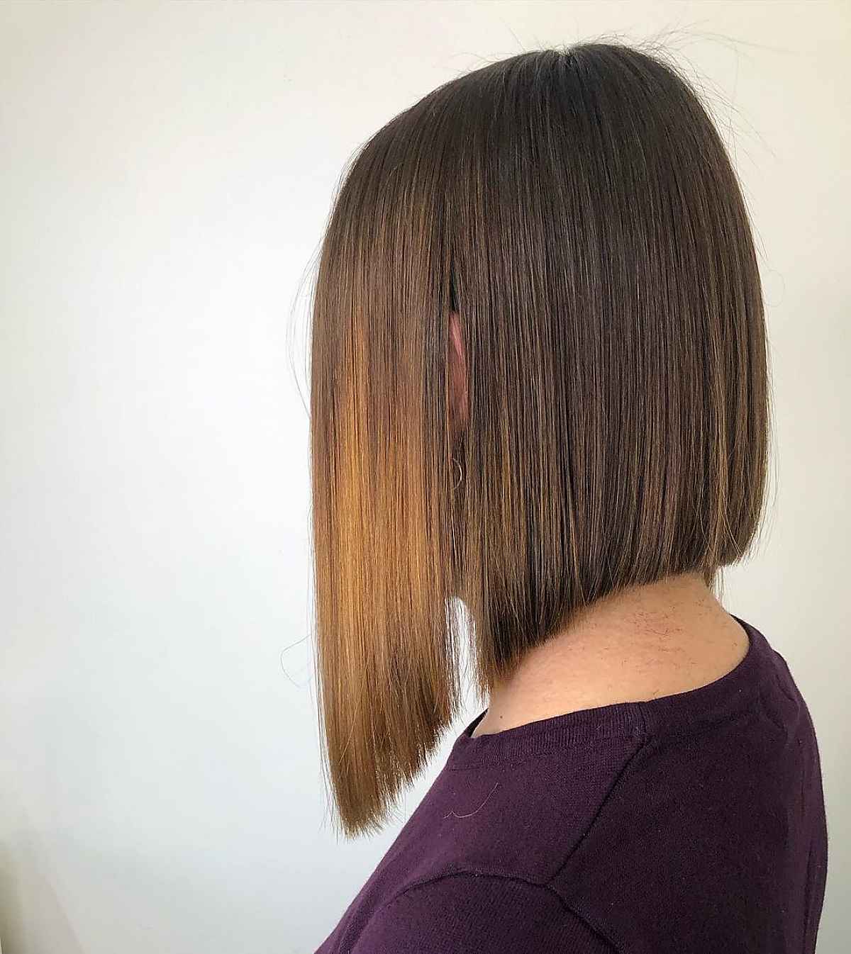 long and sleek inverted bob hairstyle