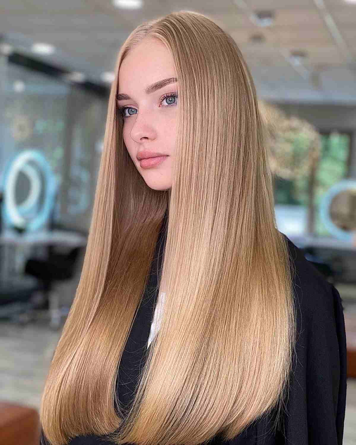 Long and Straight Sleek Blonde Hair