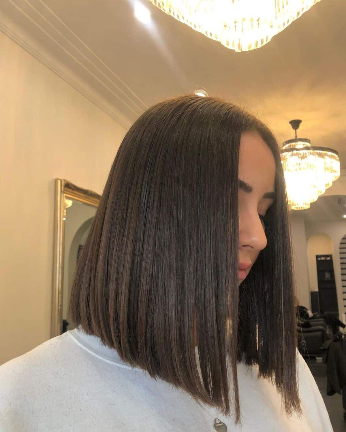 Long Angled Blunt Bob Hairstyle