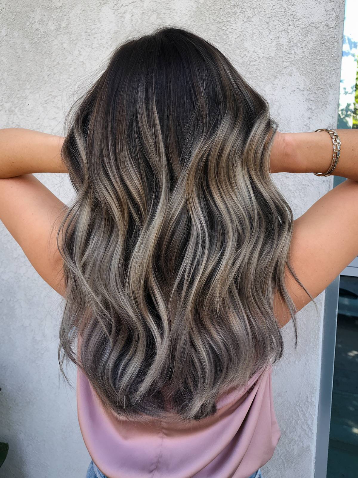 Long ash brown hair with balayage