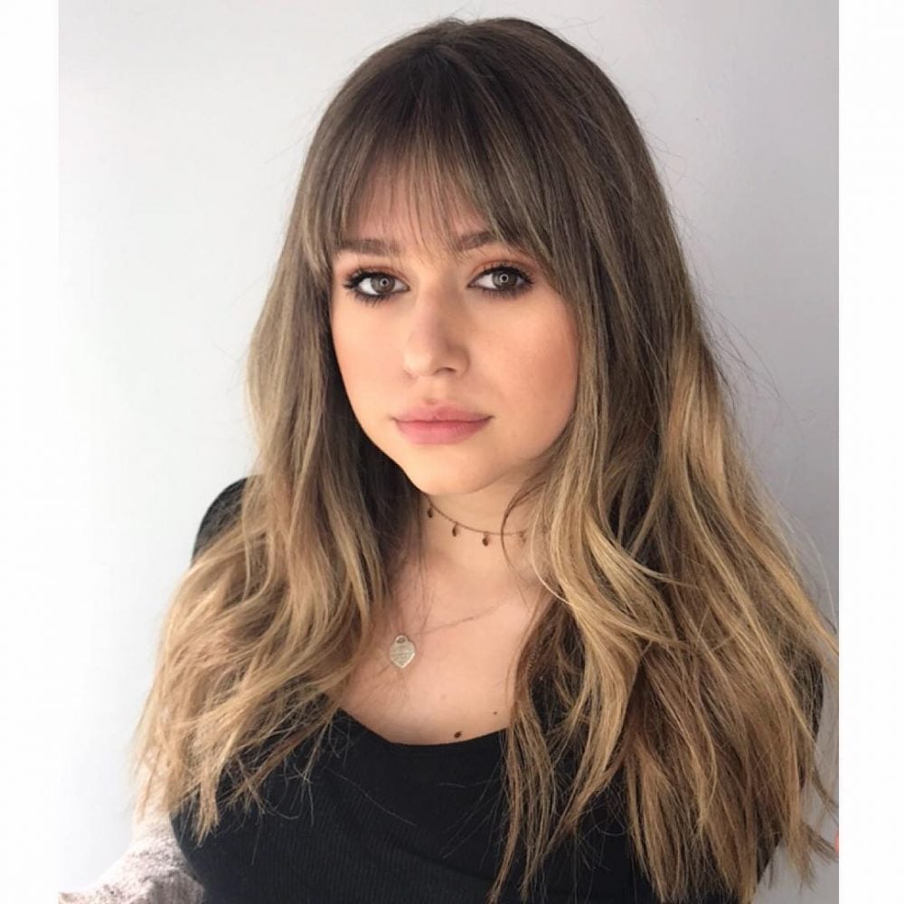 long bangs and layers for rounded face