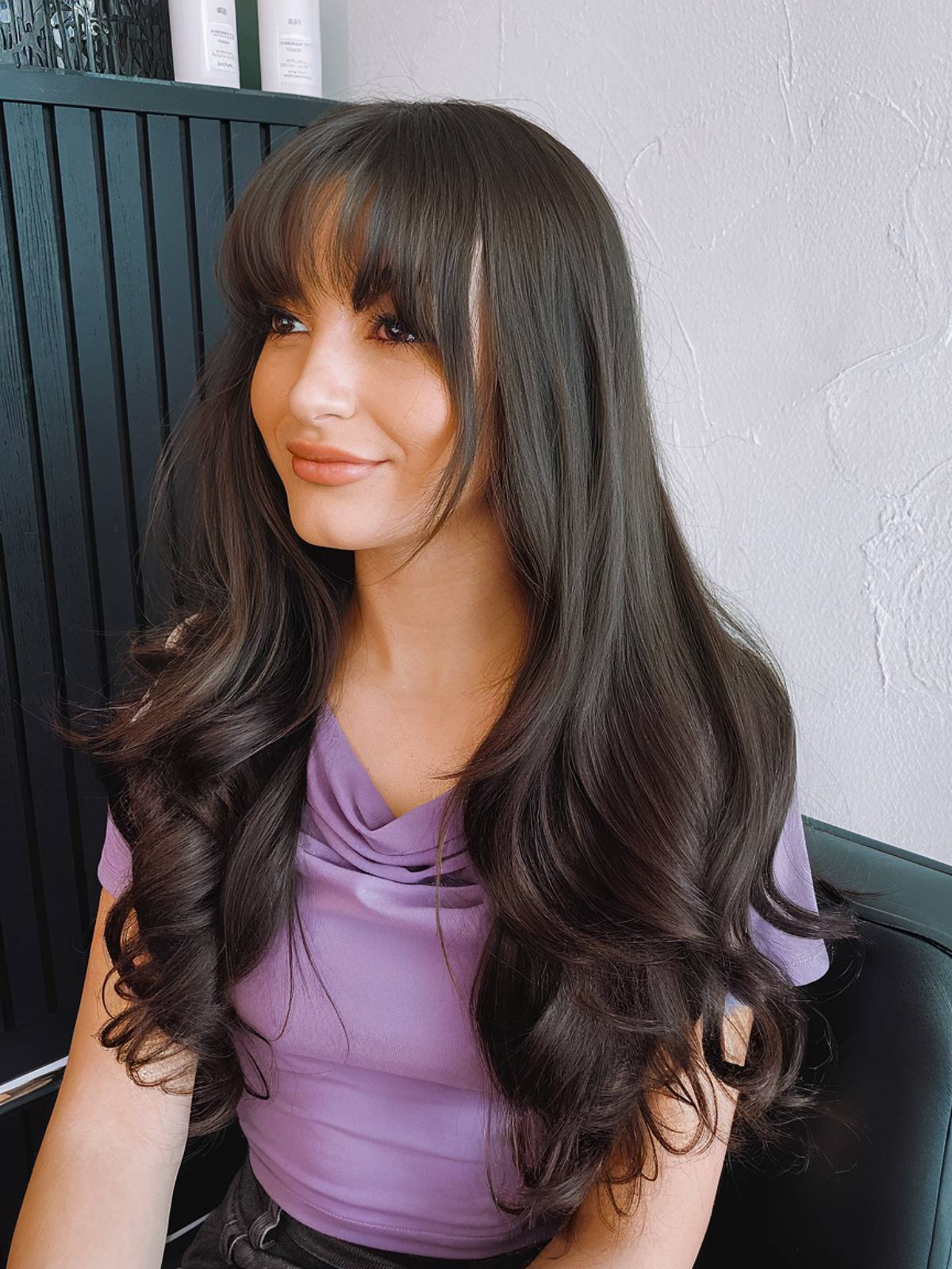 Long bangs hairstyle with long hair