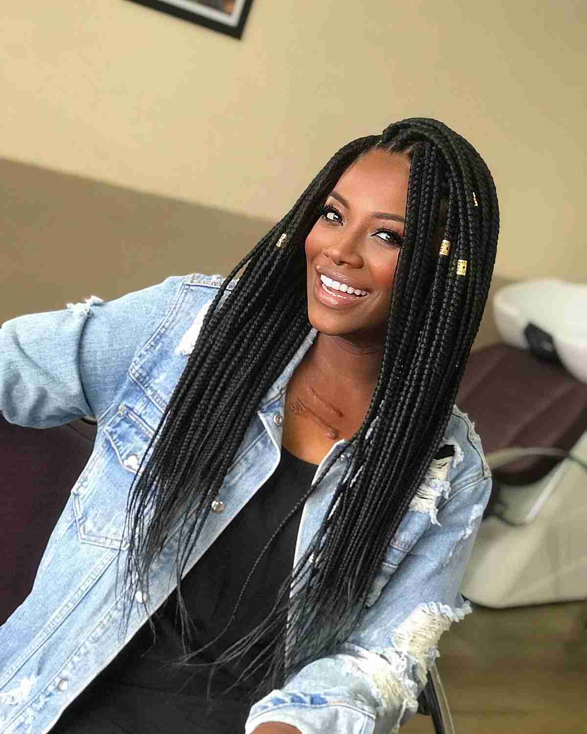 Long big box braids for black ladies