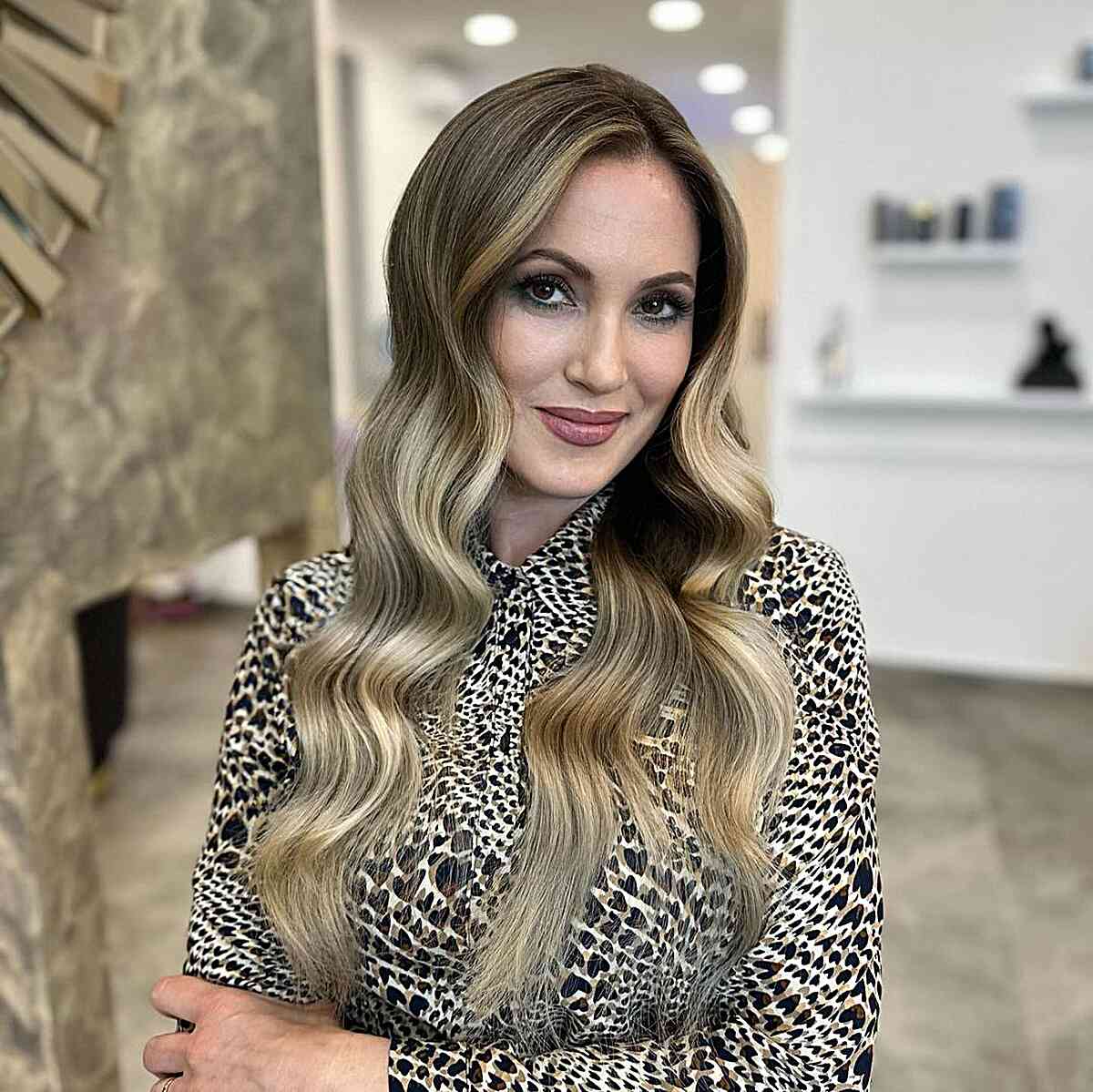Long Blonde and Brunette Balayage Colored Hair