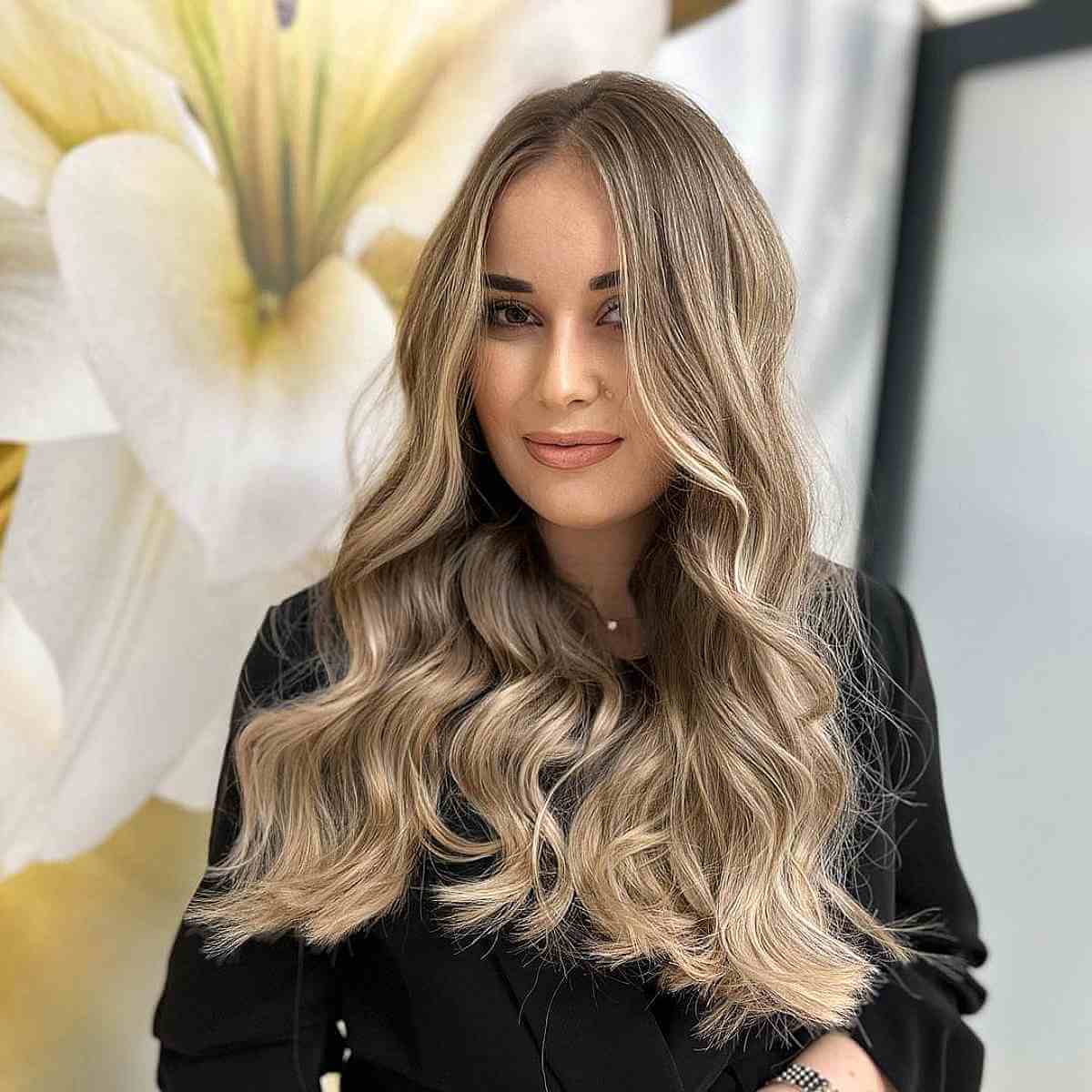 Long Blonde Balayage Hair with Blunt Textured Ends