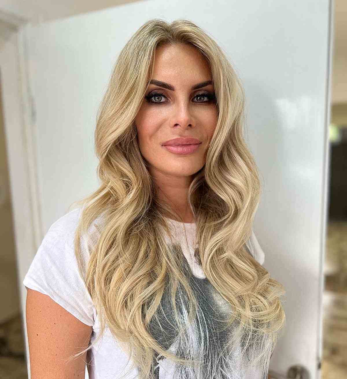 Long Blonde Hair with Curled Ends