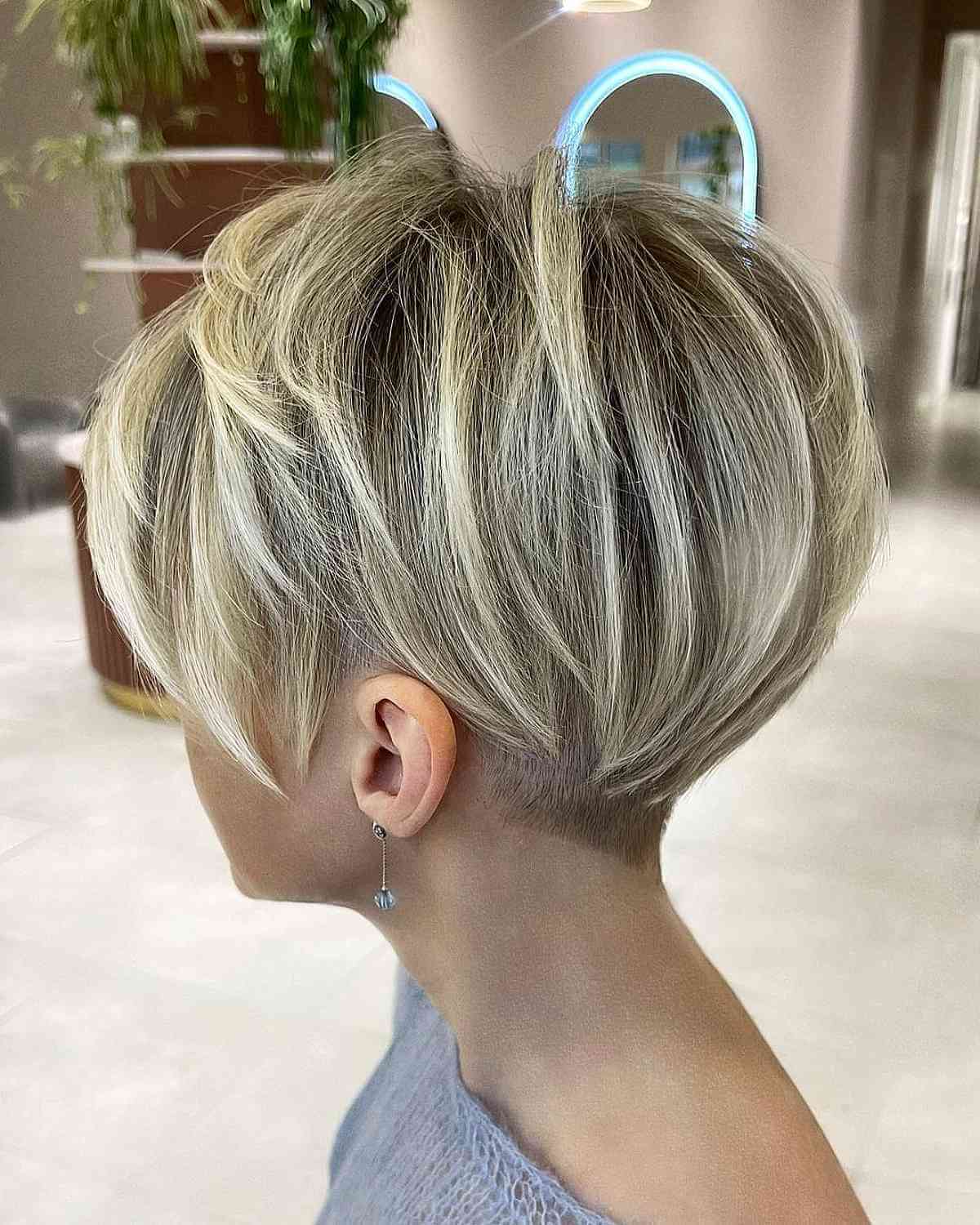 Long Blonde Pixie Cut