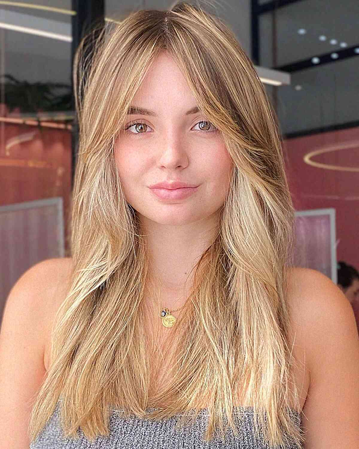 Long Blonde Thin Hairstyle for a Square Face