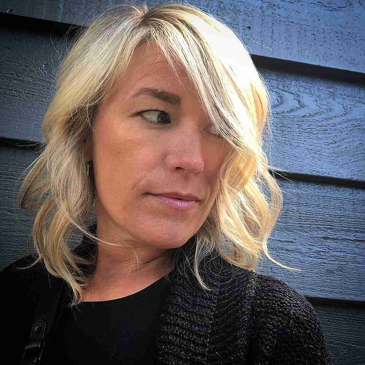 Long Blonde Wavy Bob for Women Over 50 with Fine Hair