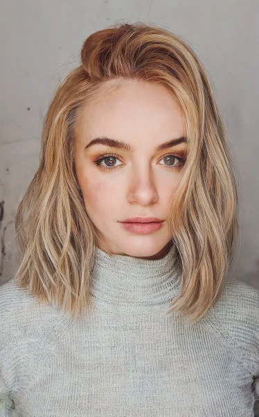 A Long Blunt Bob with a Deep Side Part