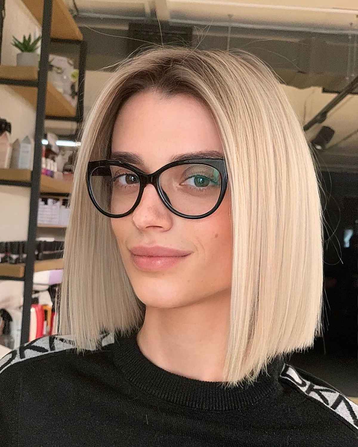 Long Blunt Bob with a Middle Part