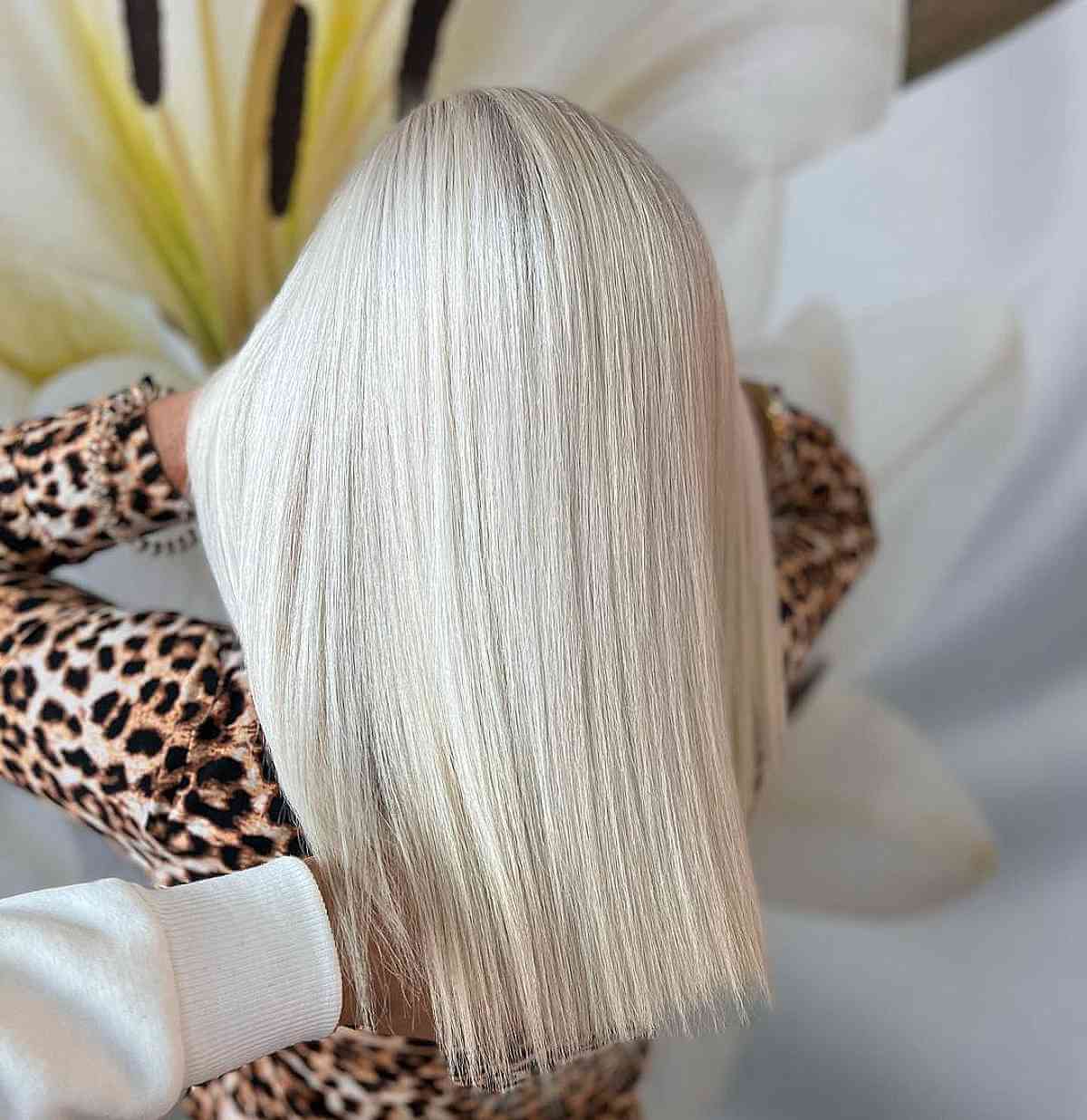 Long Blunt Platinum Hairstyle