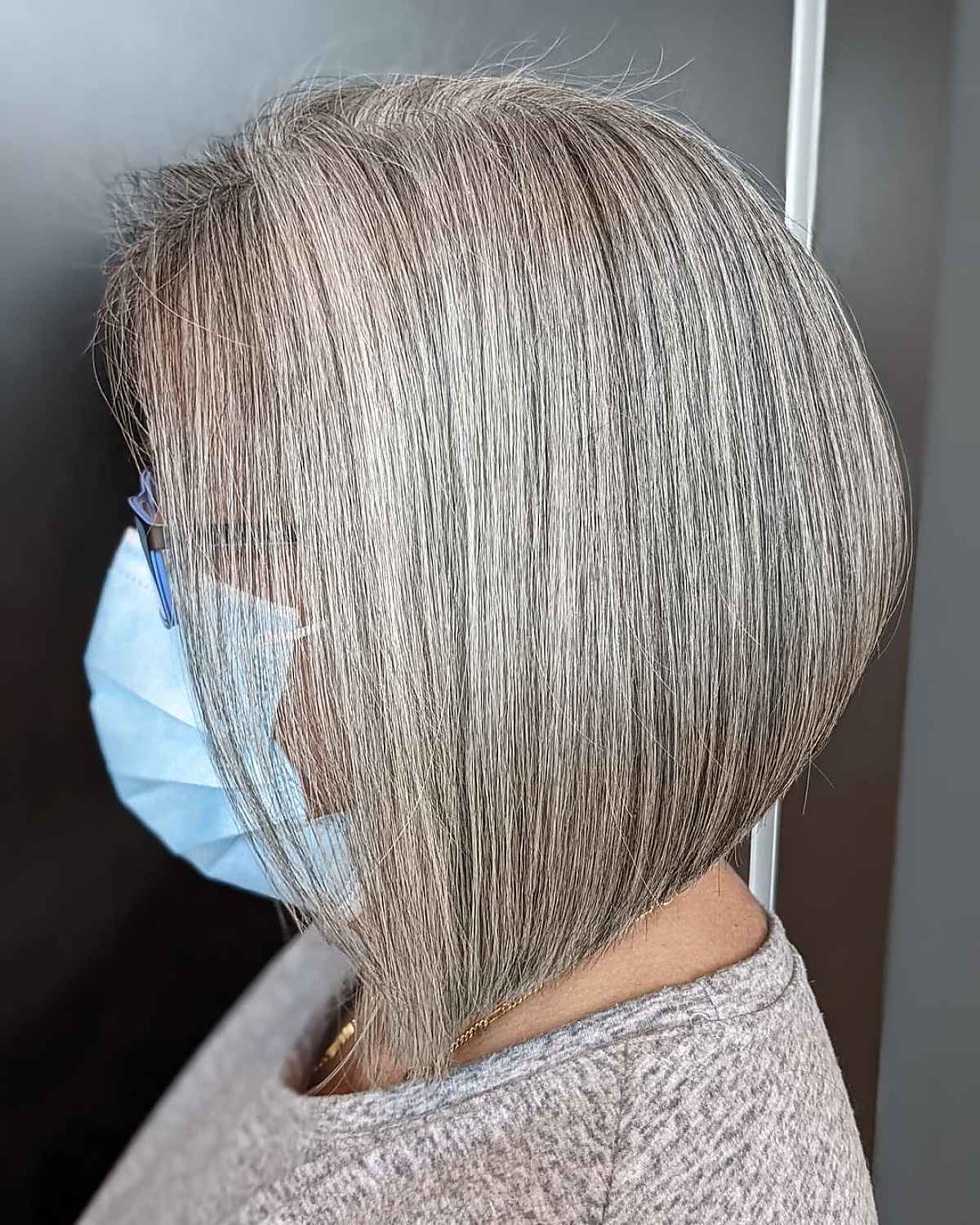 Long Bob for Salt-and-Pepper Hair for women passed sixty