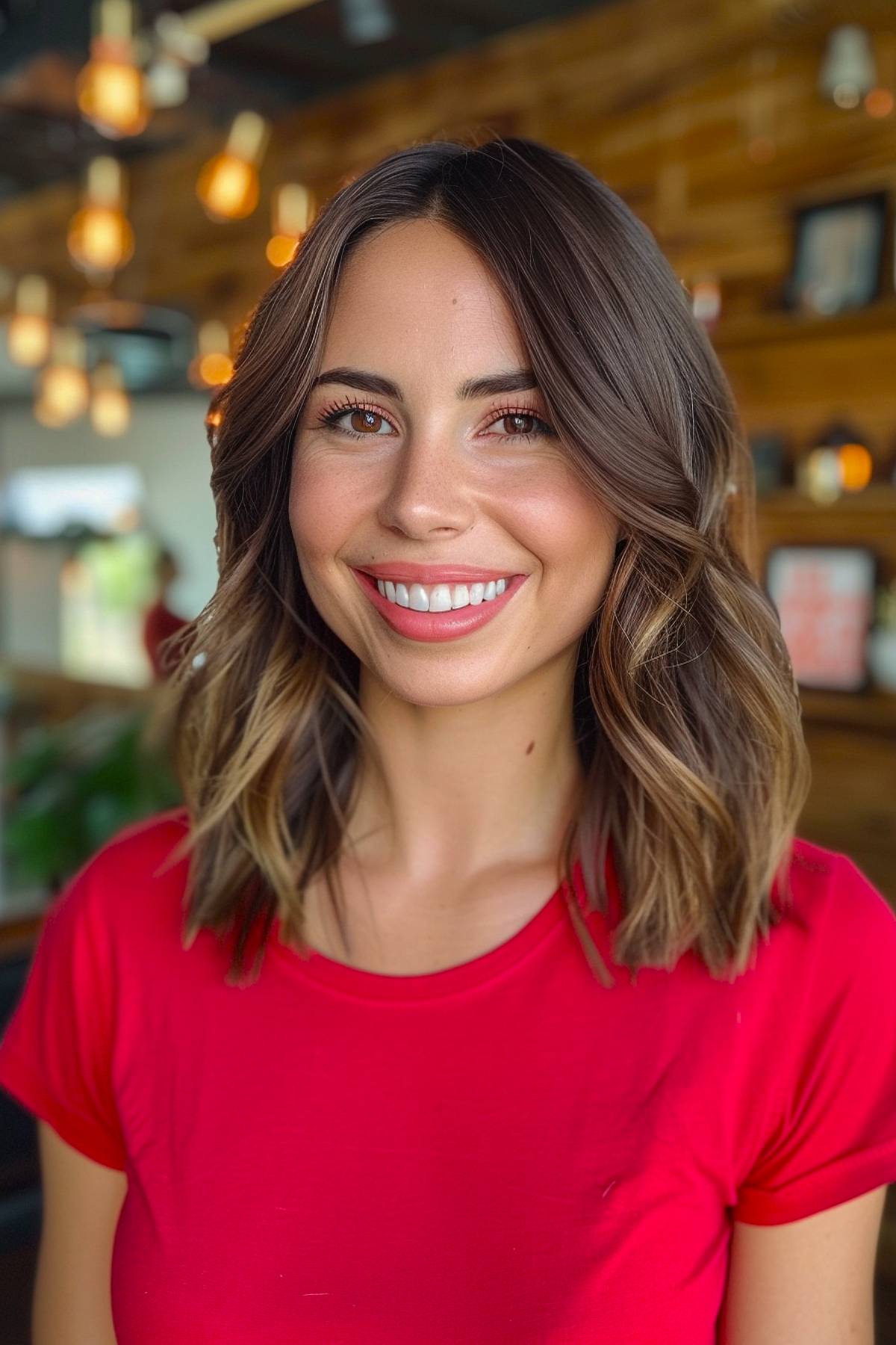 Long bob haircut with highlights