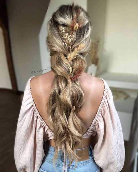 Long Boho Hair With Flower Accessories 480x600 