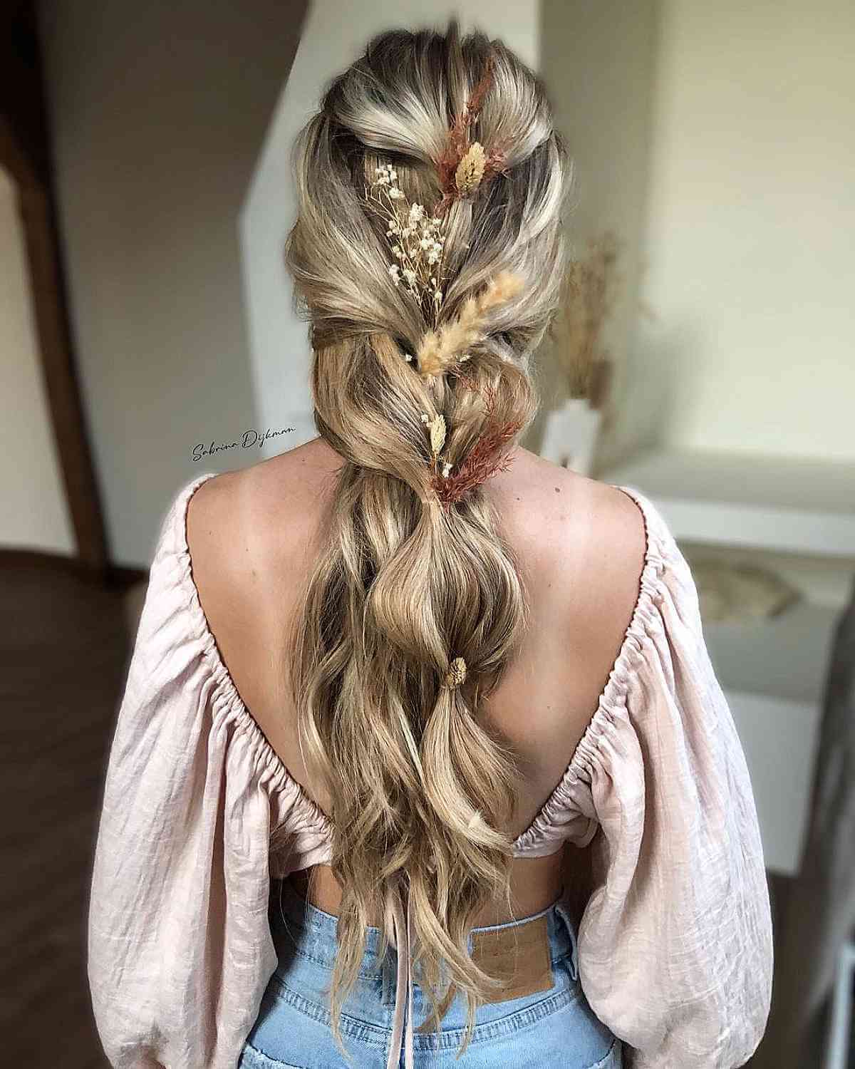 Long Boho Hair with Flower Accessories