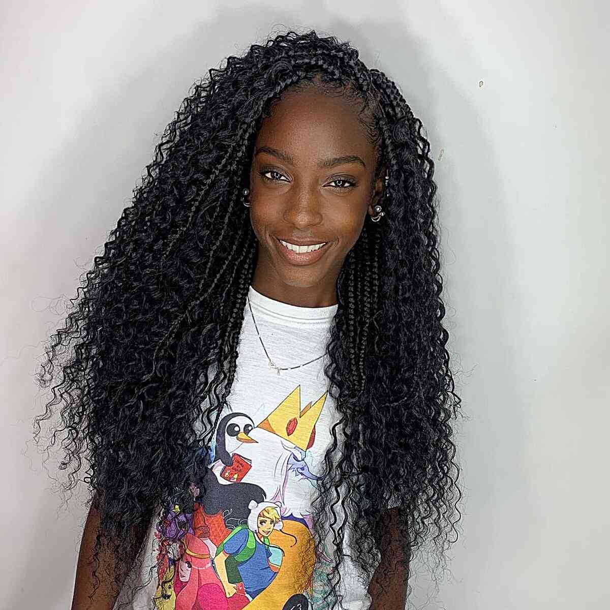 Long Box Braids with Loose Curls