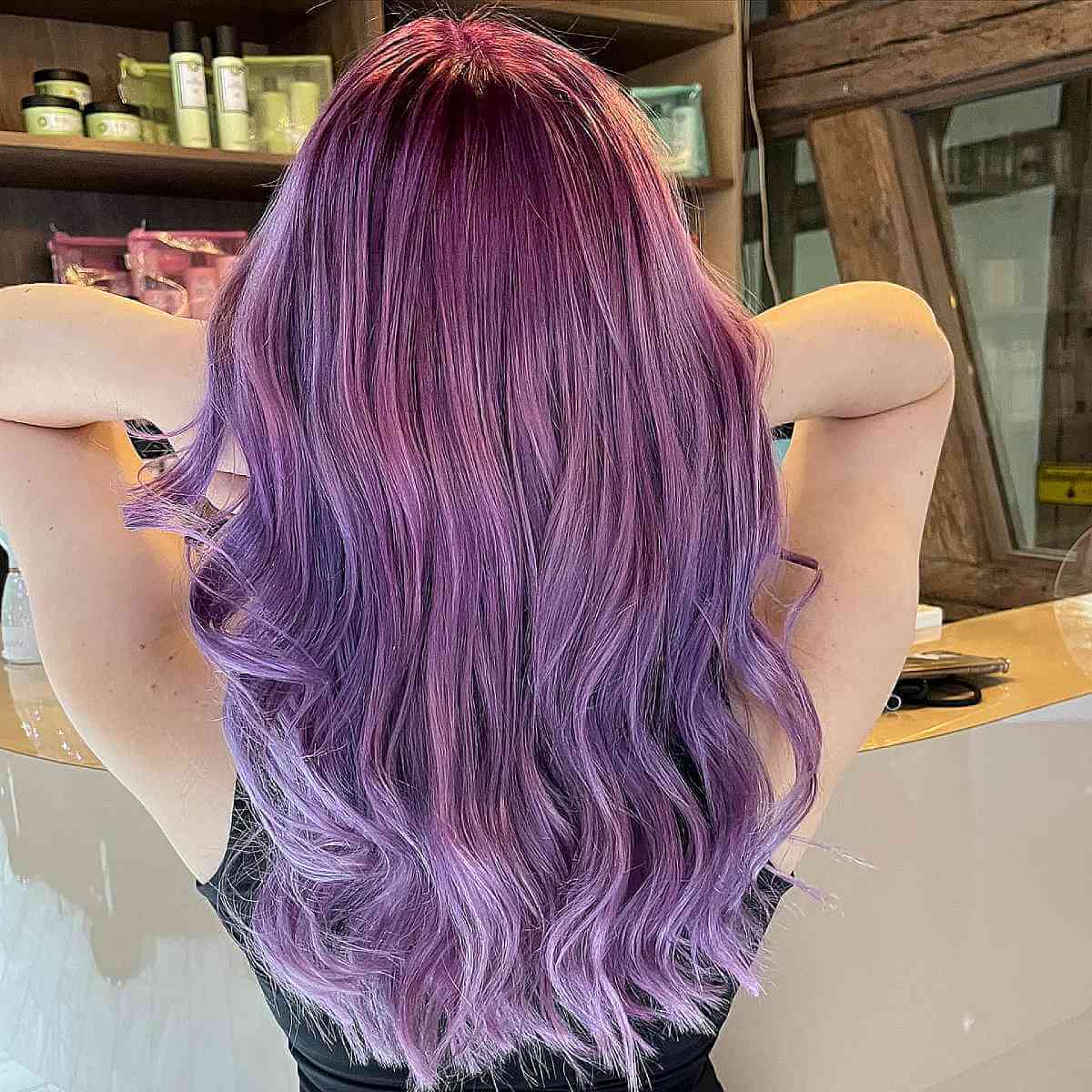 Long Bright Lilac Wavy Hair