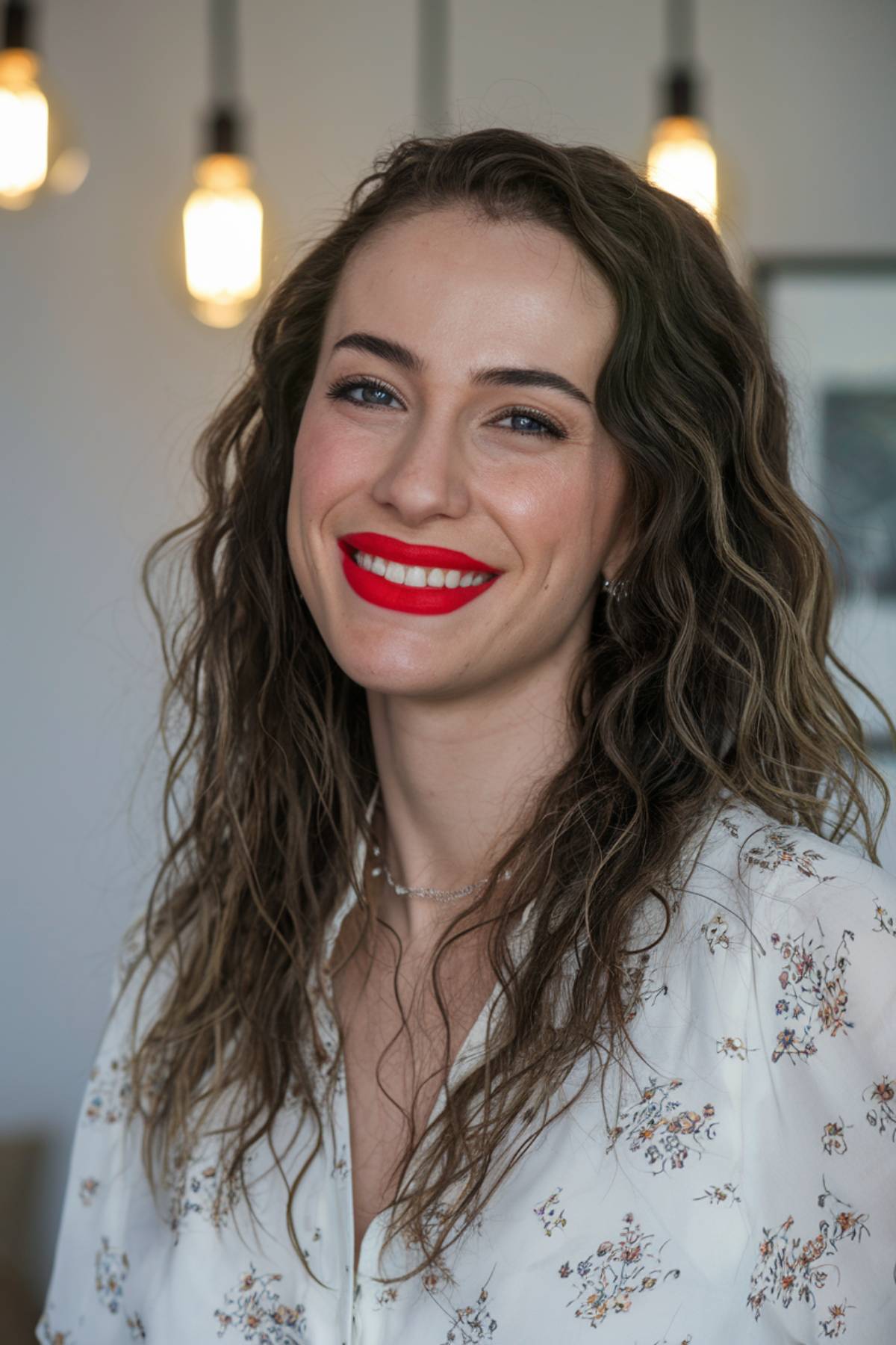 Long brown wavy hair beach waves