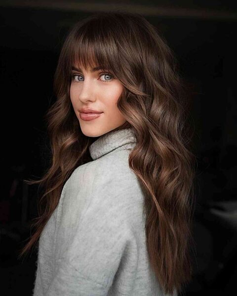 46 Trendy & Easy Long Layered Hair with Bangs for 2023