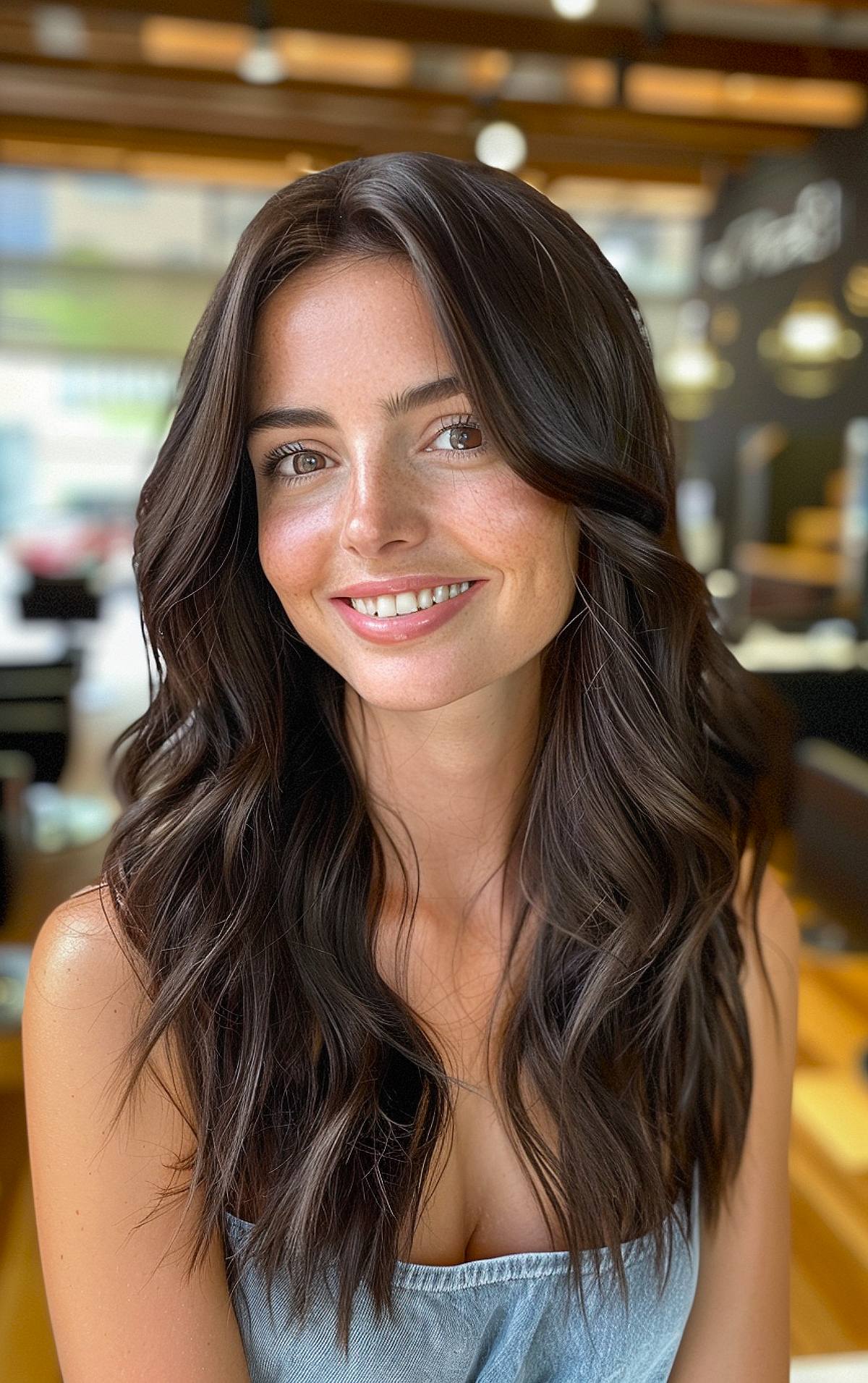 Long brunette hair without bangs style for long hairstyles blog