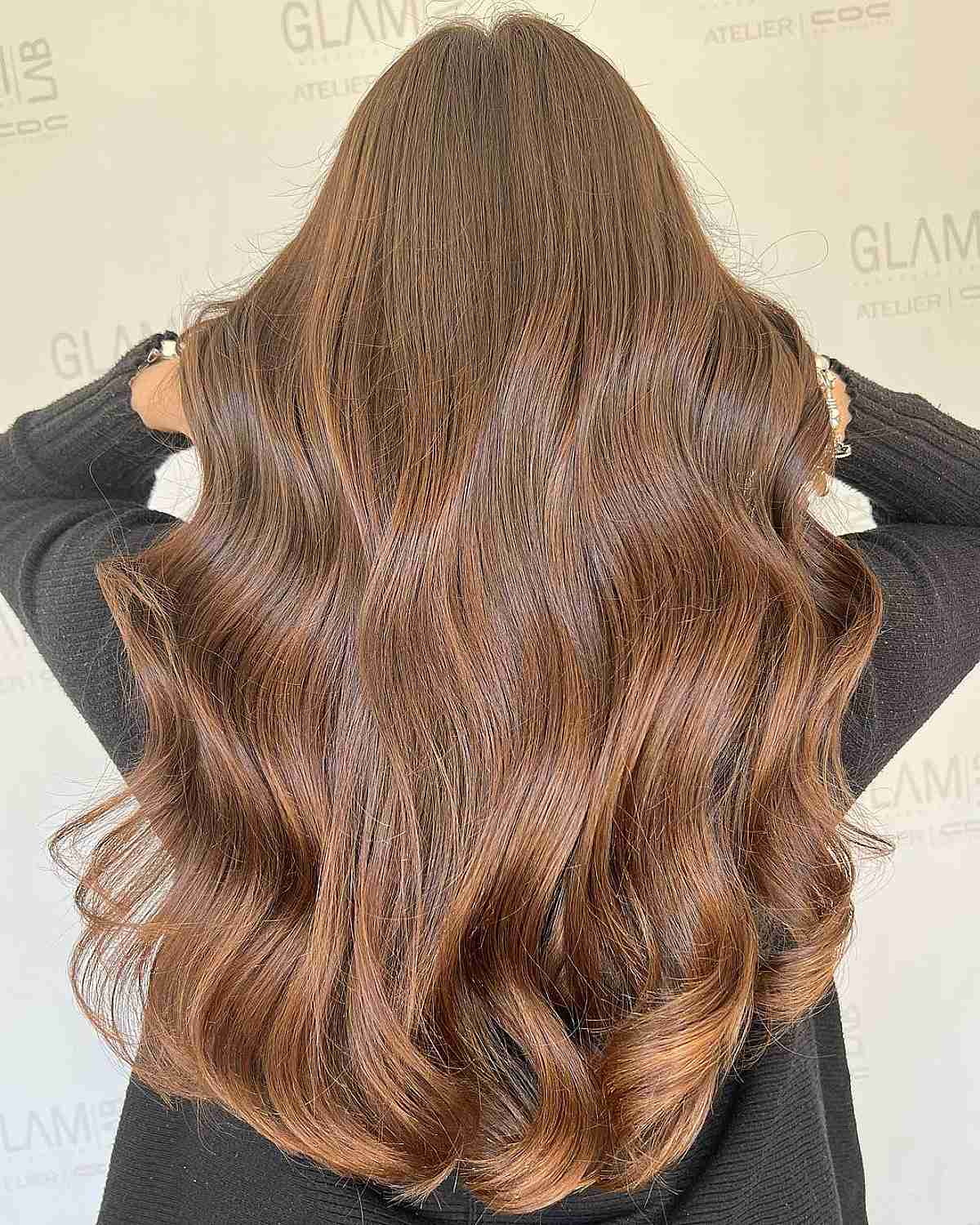Long Caramel Brown Wavy Hairstyle