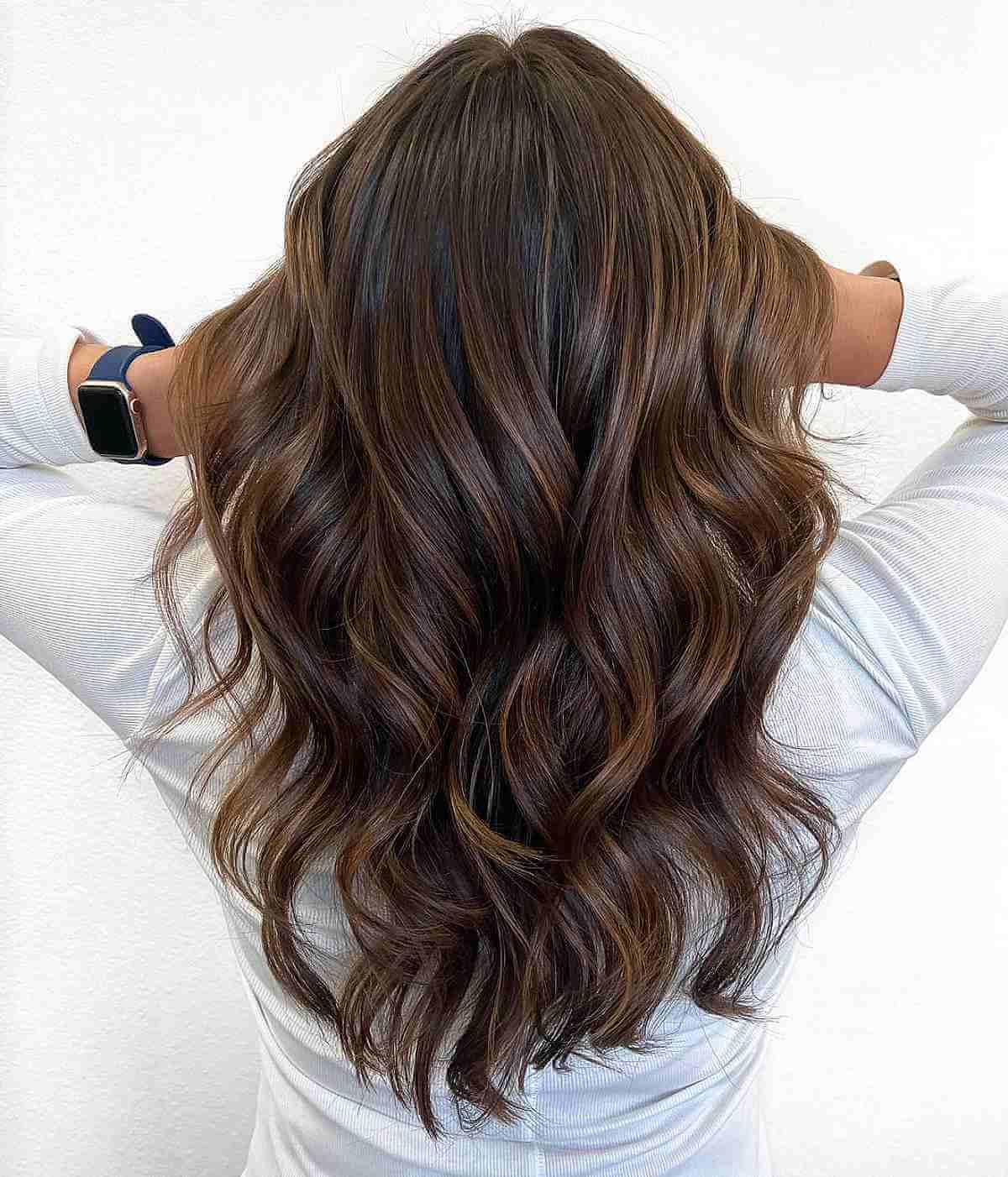 Long Chocolate Brunette Hair with Subtle Highlights