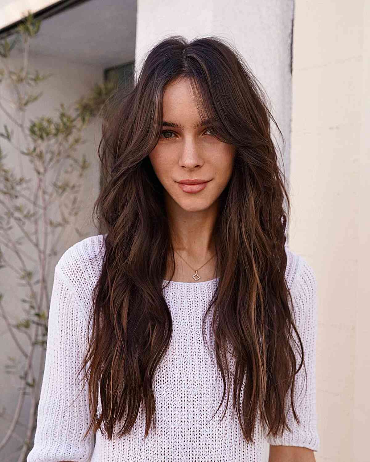 Long Choppy Brunette Hairstyle with Invisible Layers