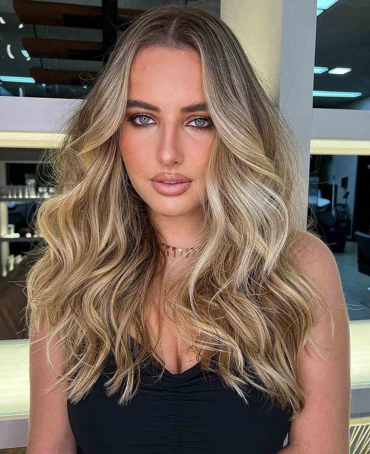 Long Choppy Layers with Waves for Thicker Hair