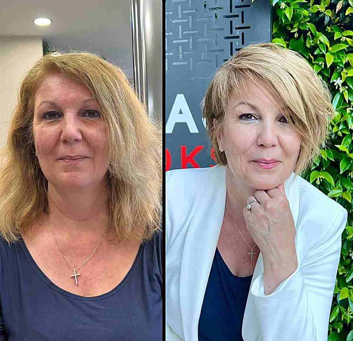Long Choppy Pixie Makeover for older ladies with aging hair