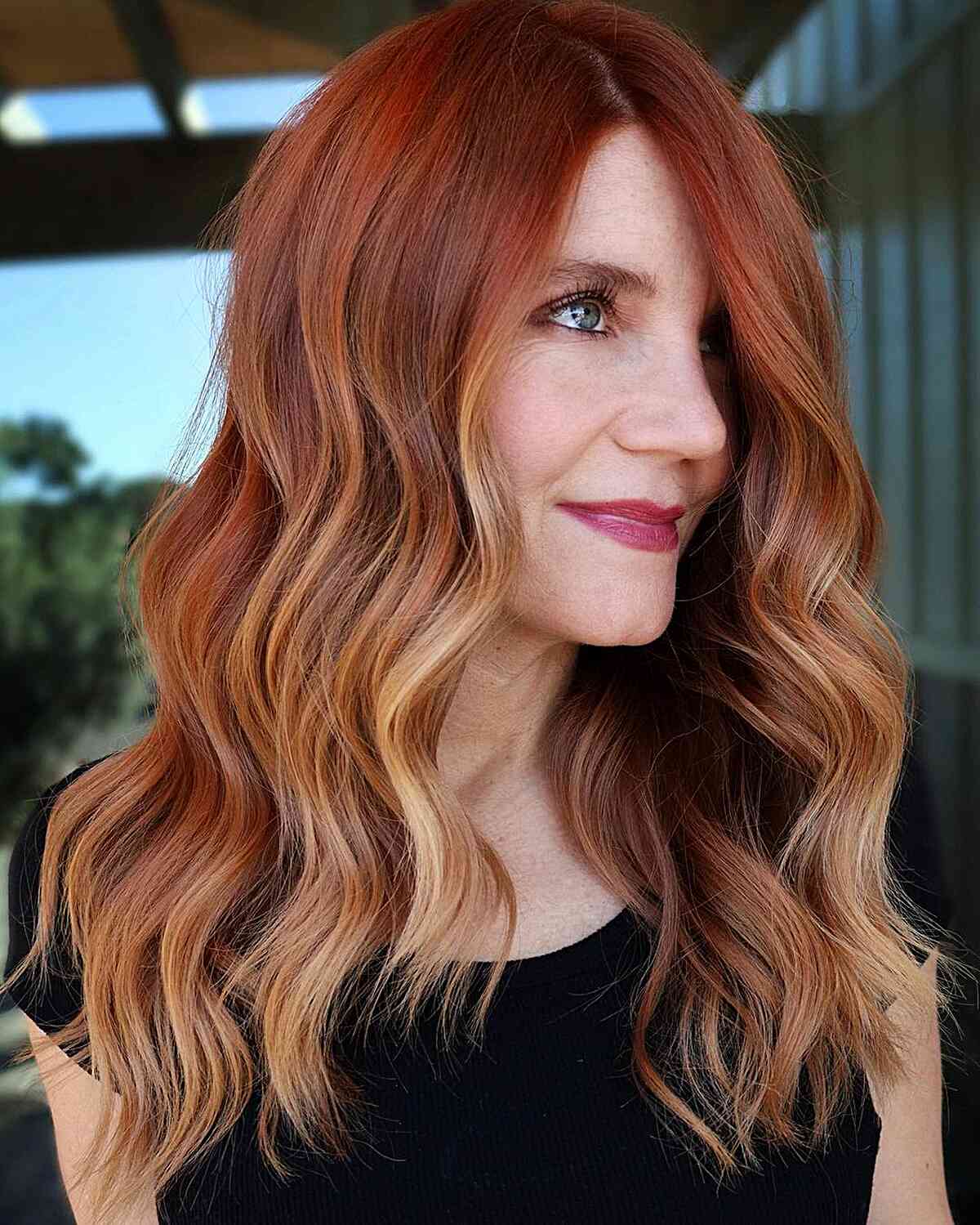 Long Copper to Merlot Ombre