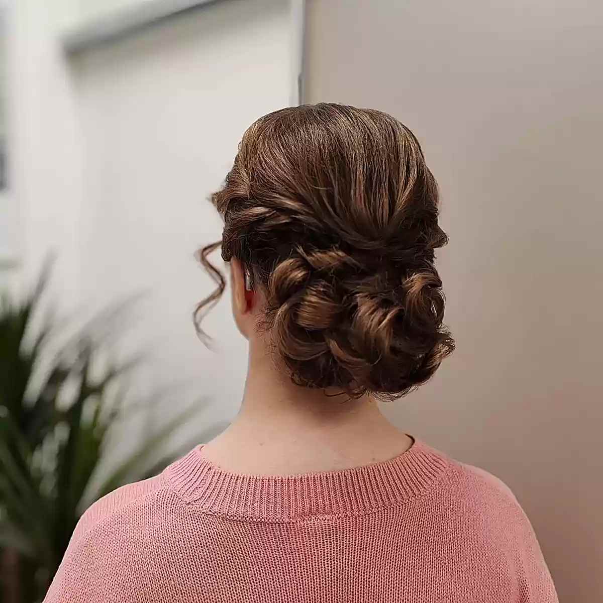 Long Curled Brunette Updo for Prom Night