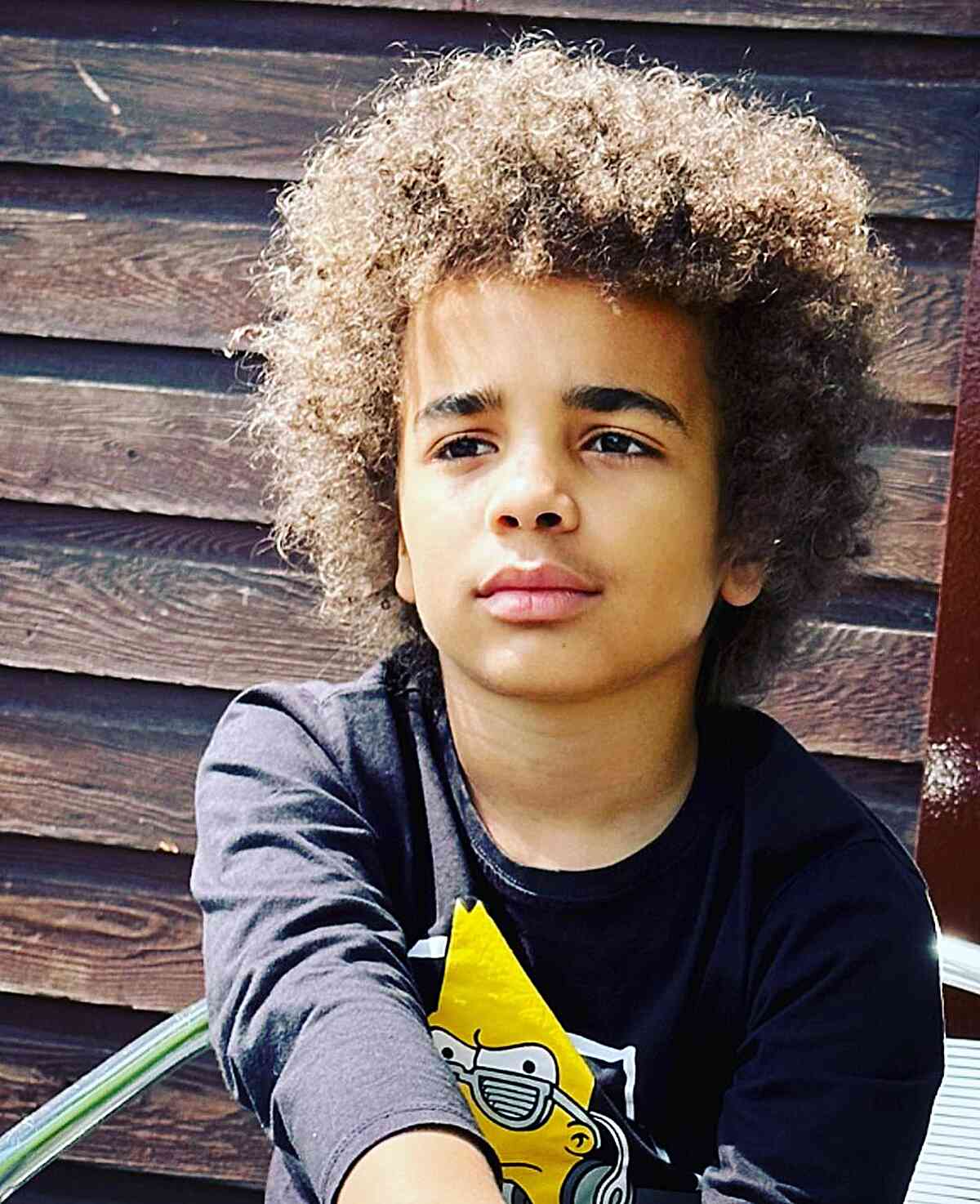 Voluminous Long Curly Afro for Young Boys