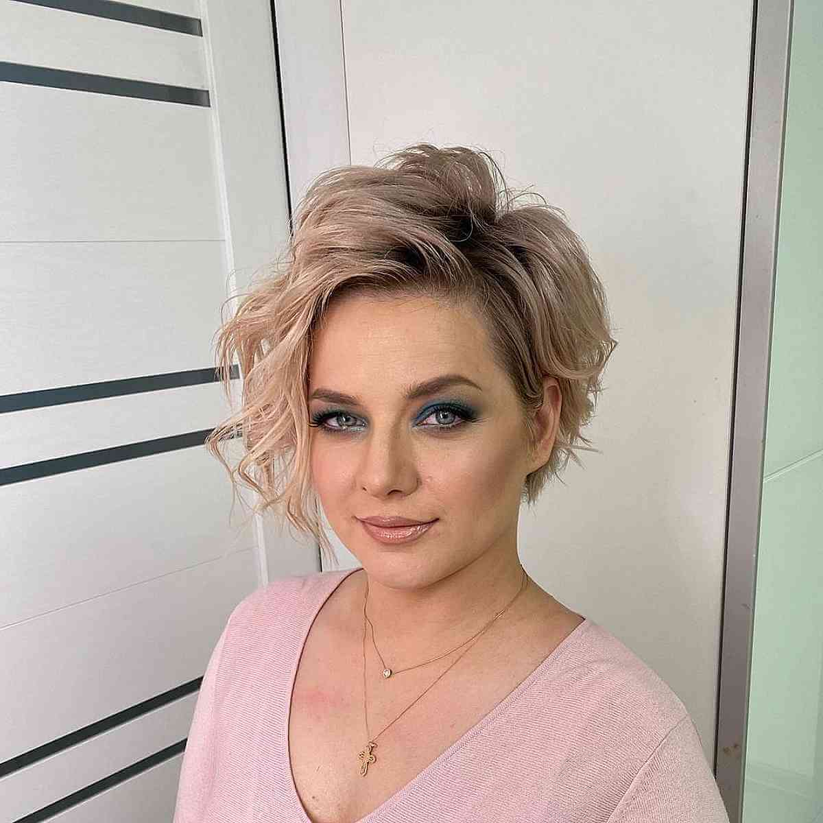 Long Curly Pixie Bob for Round Faces