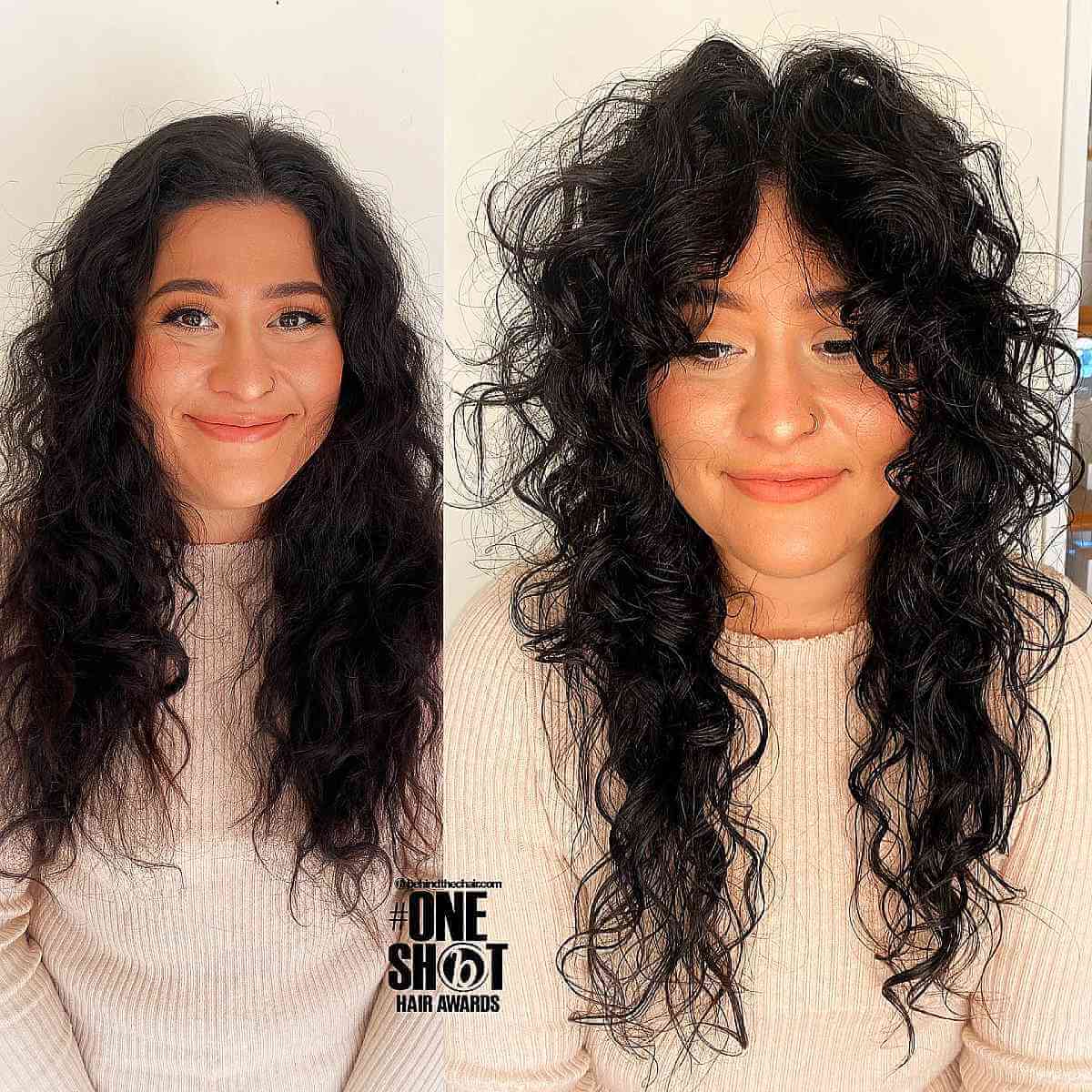 Long Curly Shag with Curtain Bangs