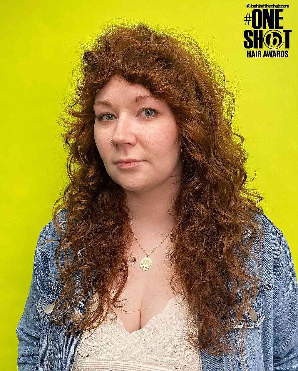 Long Curly Shaggy Hair for Round Faces