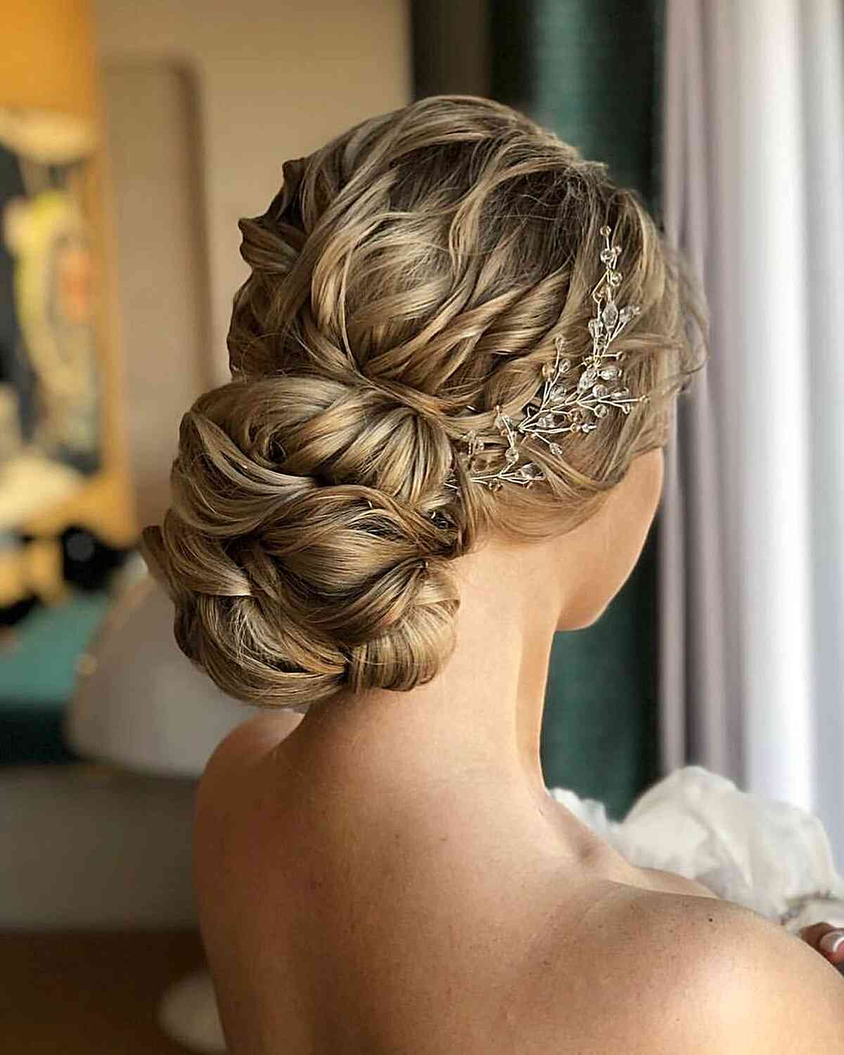 Long Easy Classic Low Bundle Updo Hairstyle for women with thick long hair