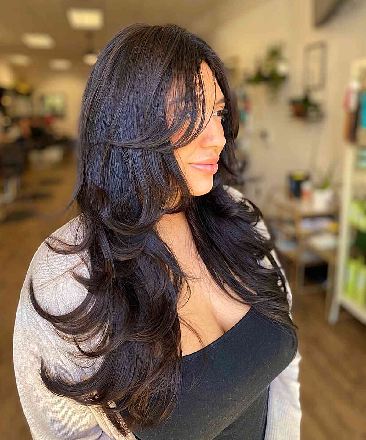 Long Feathered Cut with Multi-Length Voluminous Layers