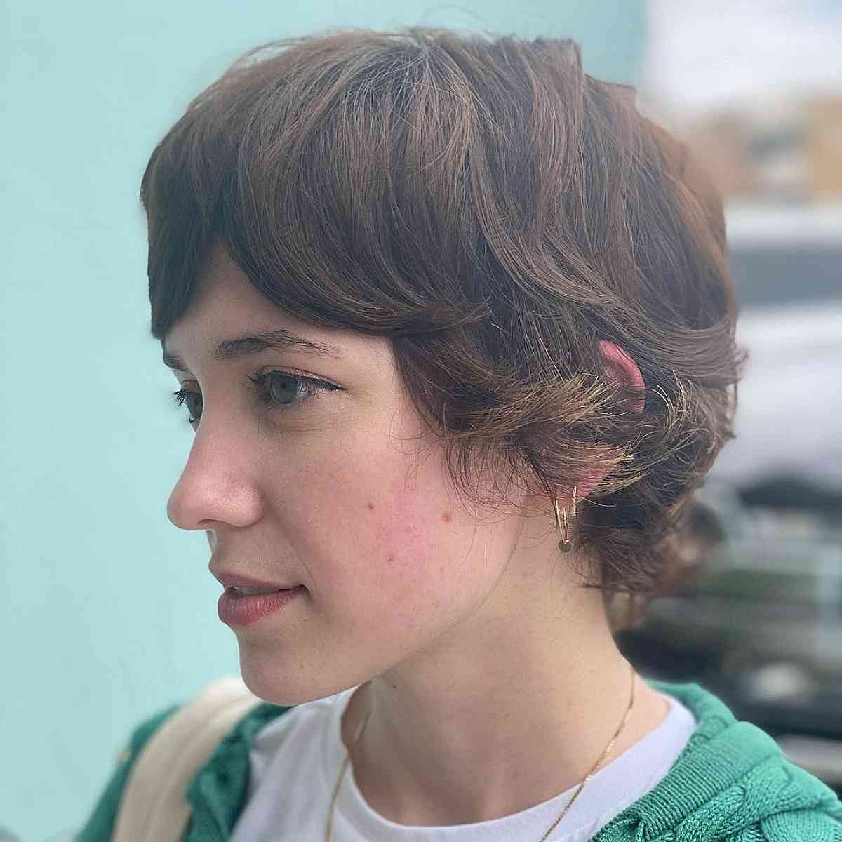 Long Feathered Pixie Shag and Curtain Bangs