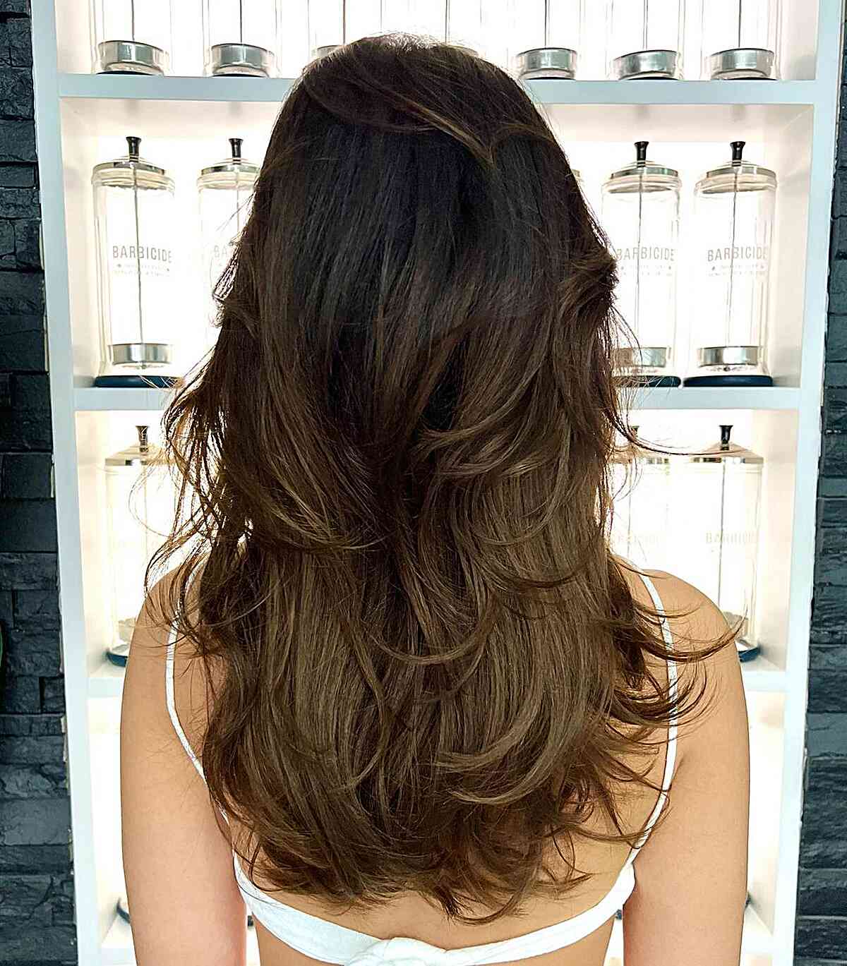 Long Feathery Brunette Hair with Thin Layers