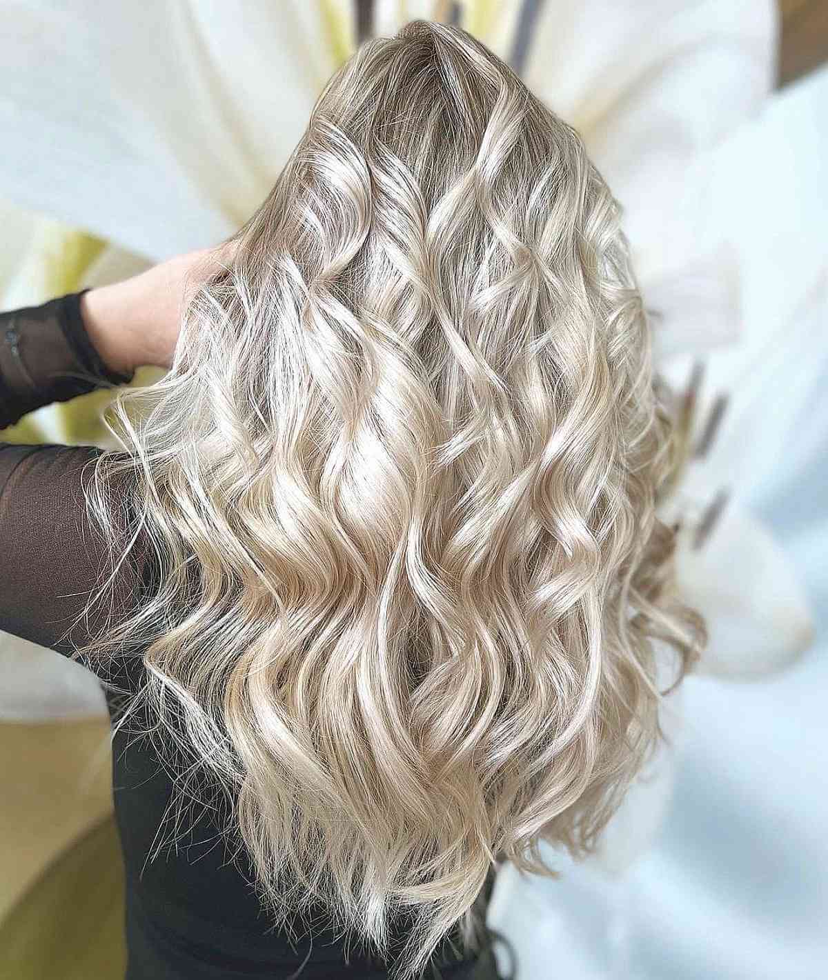 Long Flowing White Blonde Curls