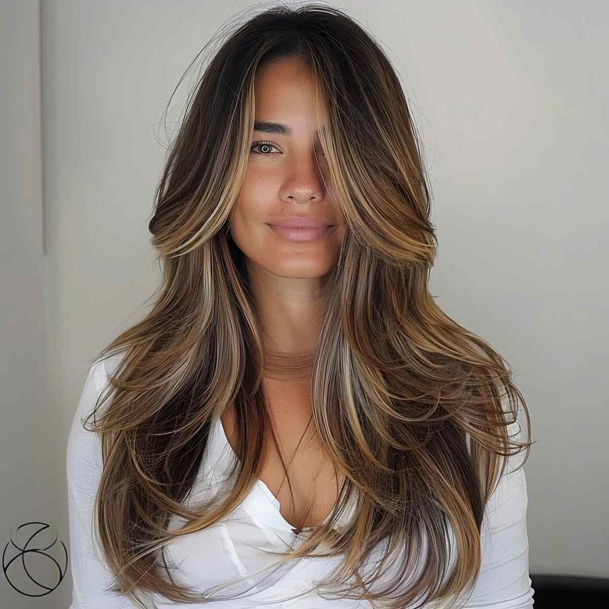 Long Front Layers with Highlights for Long Hair
