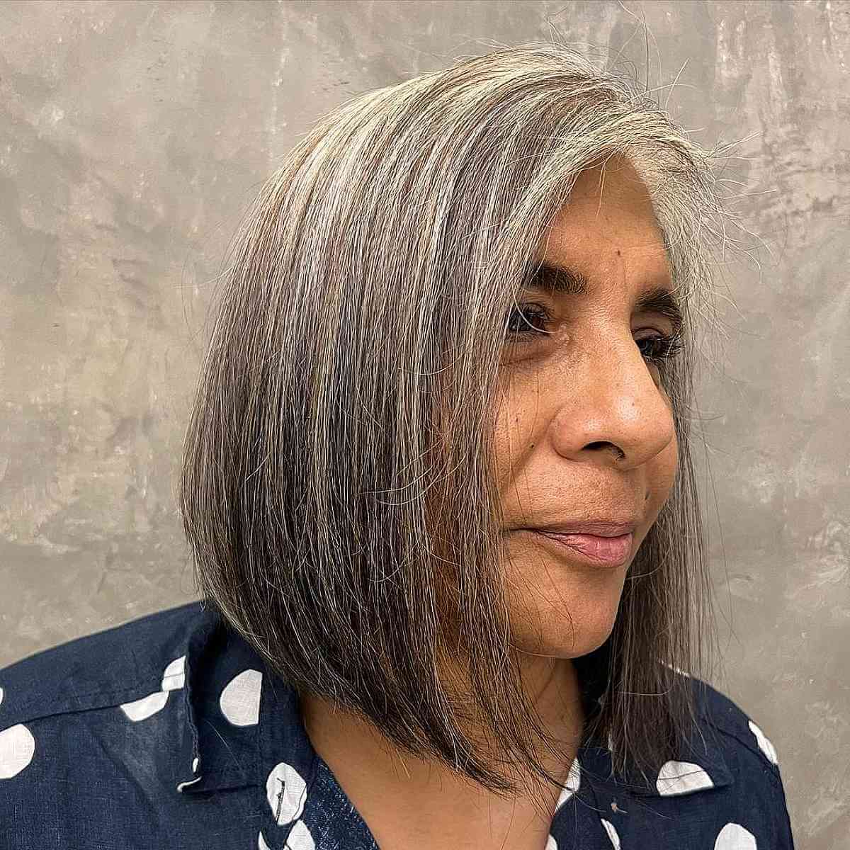 Long Graduated Bob for Women Over 60 with Thinning Hair