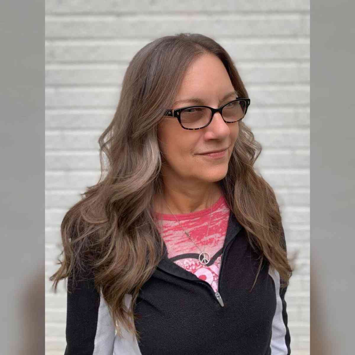 Long Hair for Women with Glasses in Their 40s