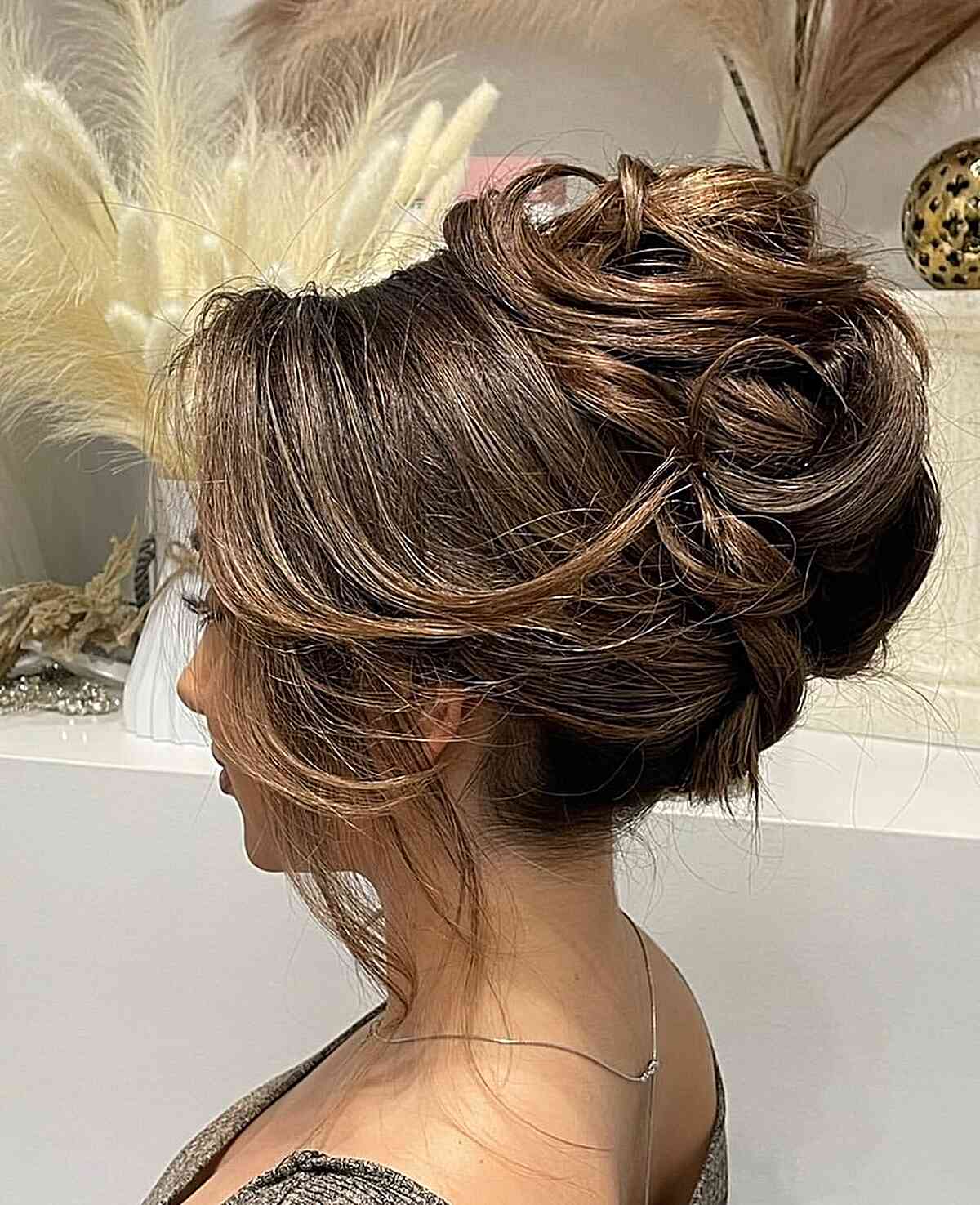 Long Hair High Updo with Face-Framing Pieces for Prom