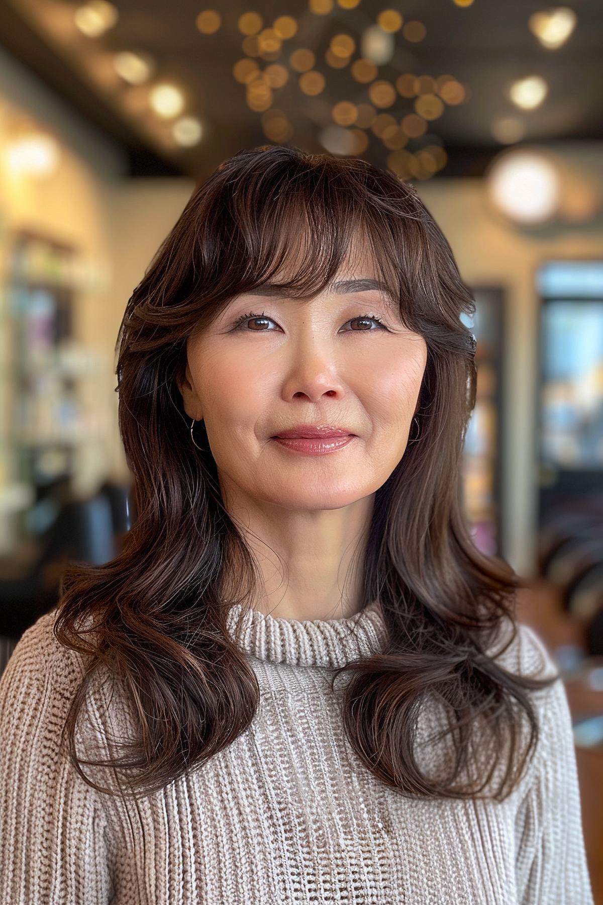 Korean long hairstyle for women over 50