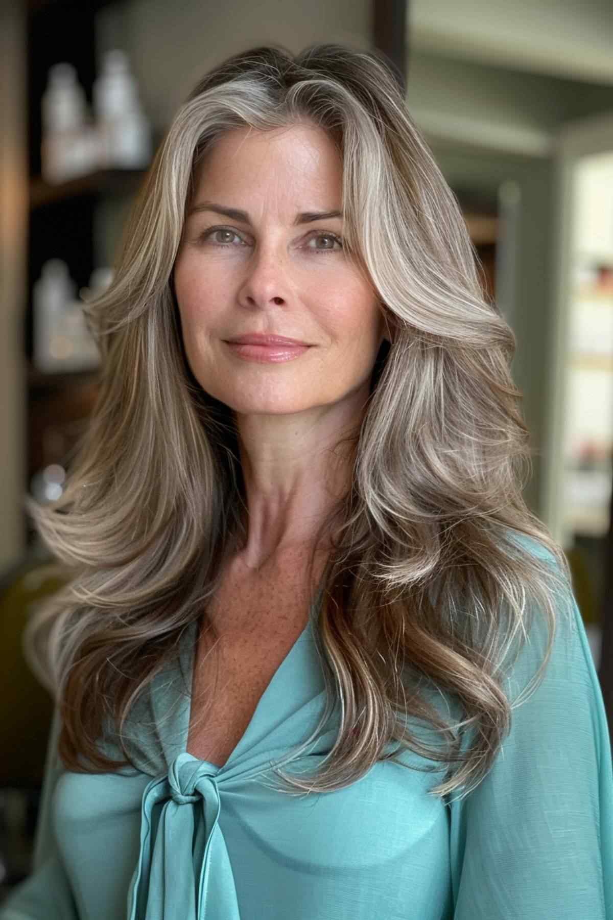 long hair with layers for women over 40 with thin hair